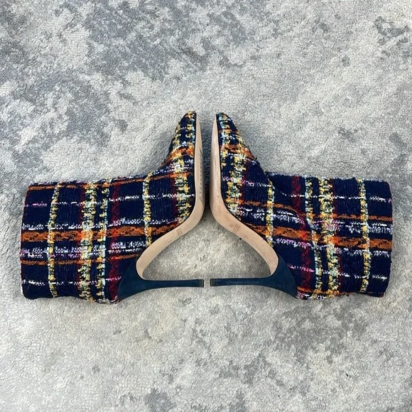 New L'Agence Multi Tweed Mariette 95mm Booties Ankle Boots Stiletto Heel Sz 6